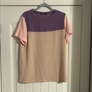 Colorblock Women's Top - Pink, Purple, and Tan